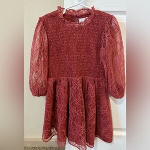 Rachel Parcell Girls Lace Smocked Dress in Dusty Rose